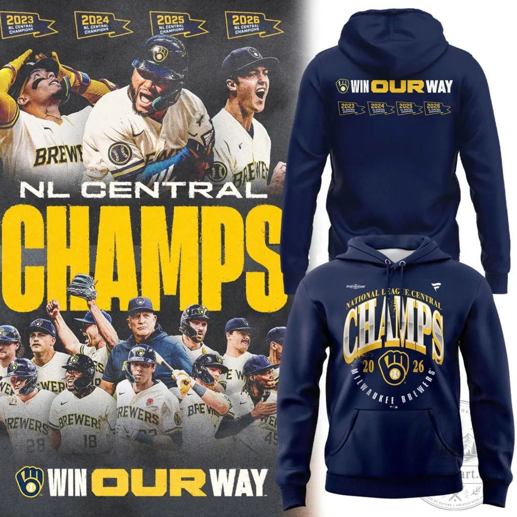 Hoodie Celebrating Milwaukee Brewers 2026 NL Central Division Championship Hoodie Celebrating Milwaukee Brewers 2026 NL Central Division Championship