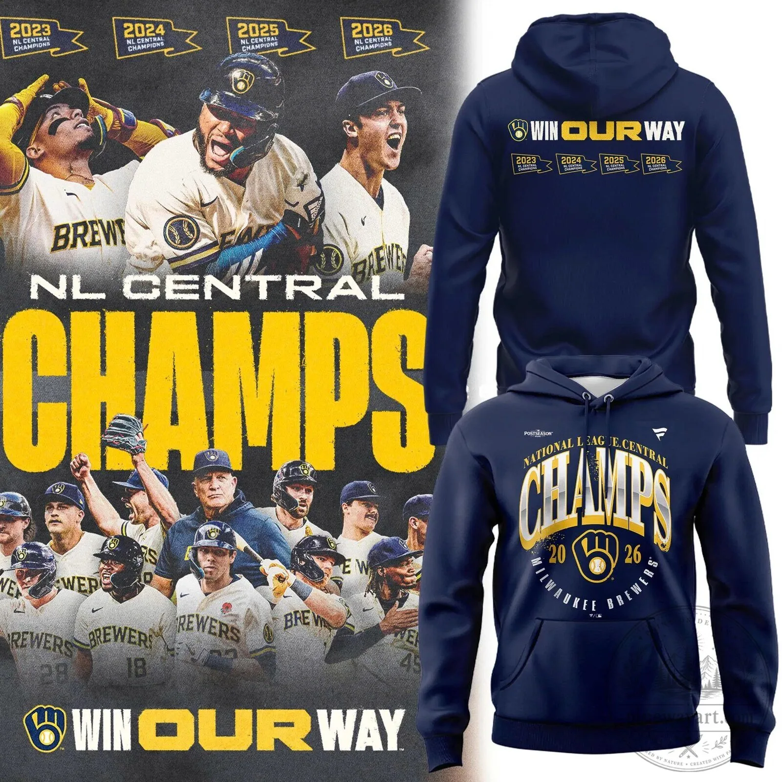 Hoodie Celebrating Milwaukee Brewers 2026 NL Central Division Championship 2 Hoodie Celebrating Milwaukee Brewers 2026 NL Central Division Championship