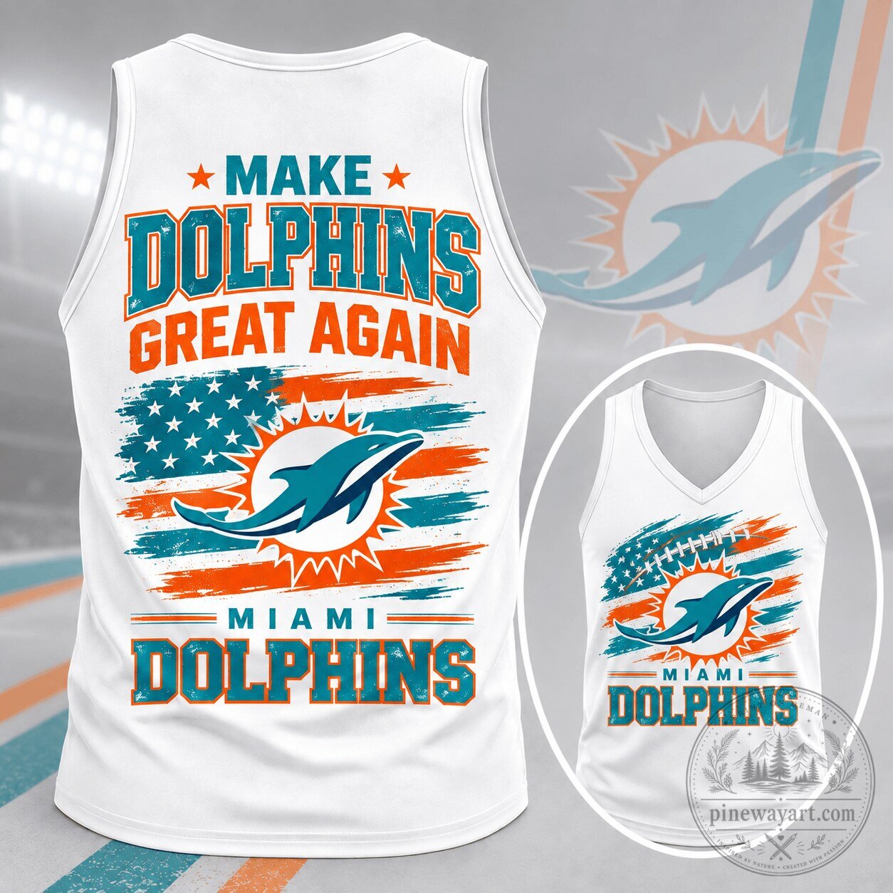 Miami Dolphins Make Dolphins Great Again American Flag Tank Top
