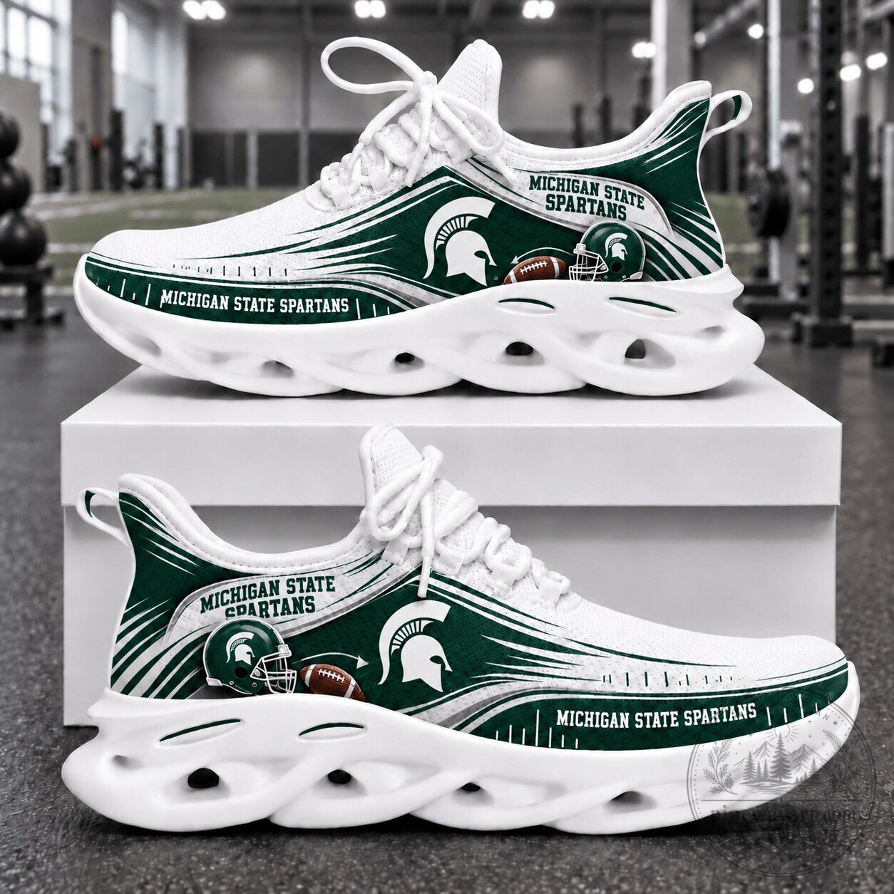 Michigan State Spartans White and Green Athletic Sports Shoes 2 Michigan State Spartans White and Green Athletic Sports Shoes